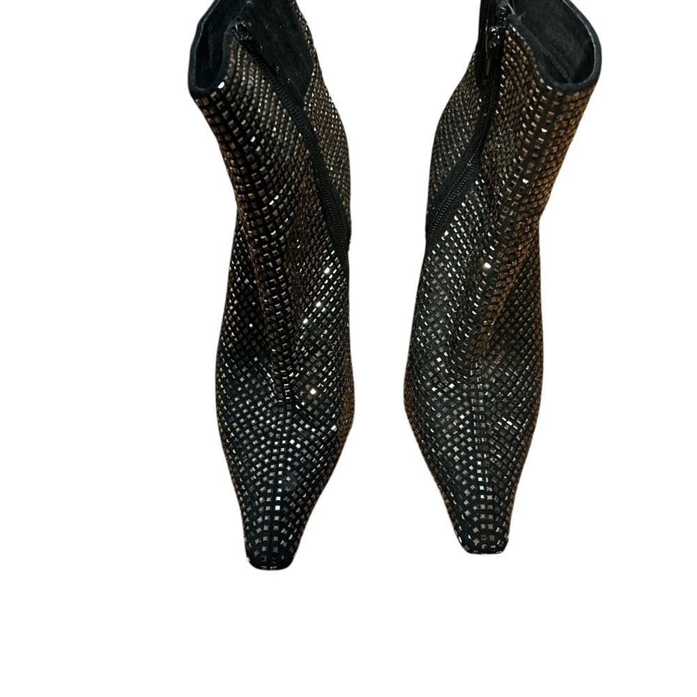 Jeffrey Campbell Embellished Ankle Boots Silver Studded Mesh Black Heels 7.5 - Picture 5 of 9